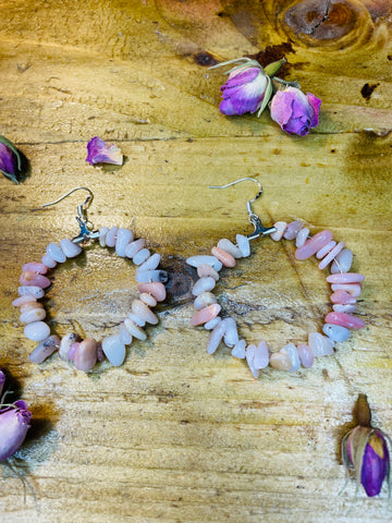 Pink Opal Hoop Earrings