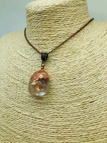 Copper ‘dipped’ Clear Quartz Crystal pendant