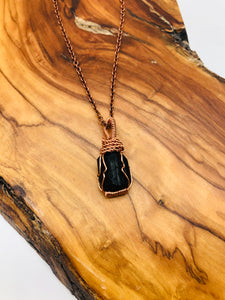 Copper wrapped Black Tourmaline emotionally grounding and Protection & Negativity deflection