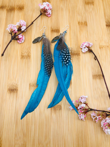 Boho Feather earrings with feather charms