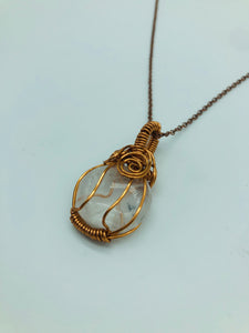 Copper Wrapped Clear Quartz Pendant