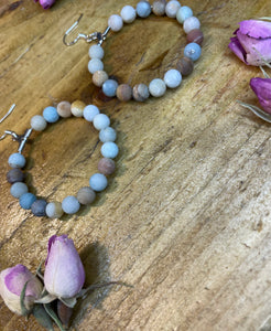 Frosted Amazonite Hoops