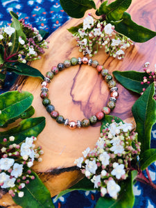 Unakite & Copper Holistic Healing Bracelet