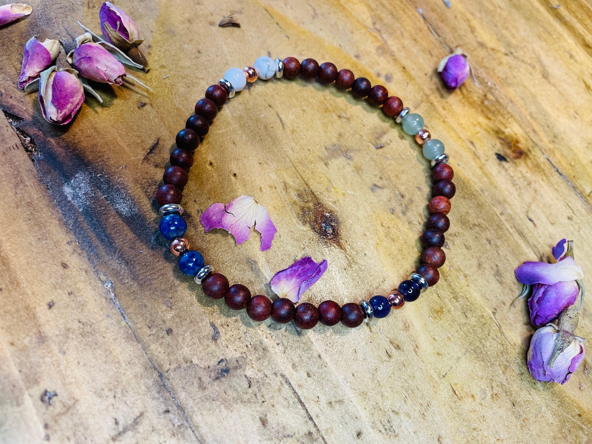 Sacred wood, crystal & copper Anklet