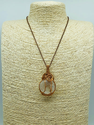 Copper Wrapped Clear Quartz Pendant