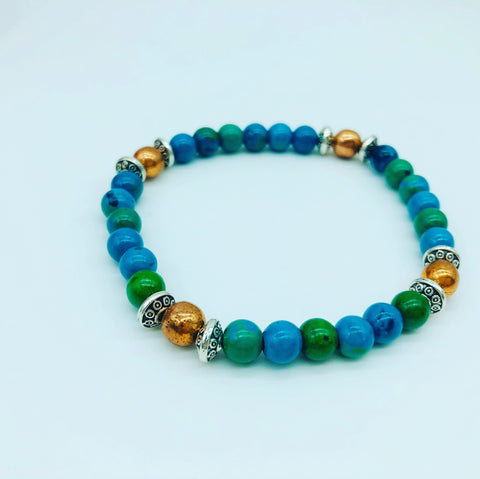 Chrysocolla & copper bracelet