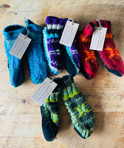Fleece lined hand made woollen Nepalese slipper socks
