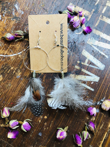 Lammas Celebration Boho Feather Hoops