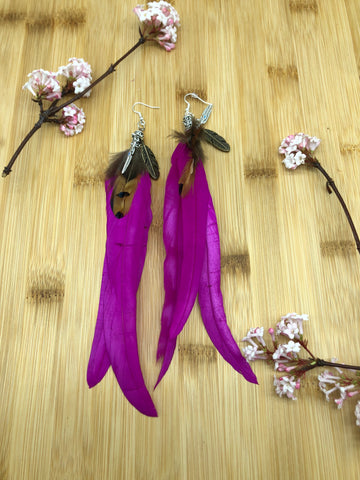 Boho Feather earrings with feather charms