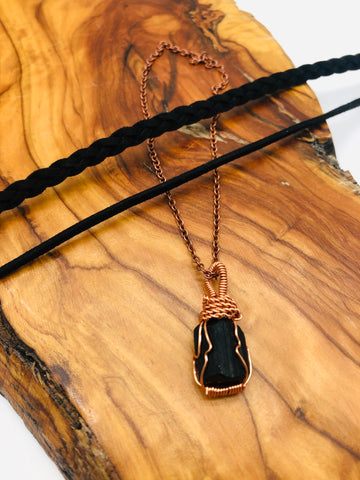 Copper wrapped Black Tourmaline emotionally grounding and Protection & Negativity deflection