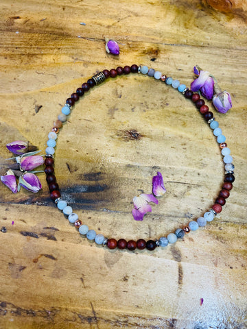 Sacred wood, Amazonite & copper Choker Necklace