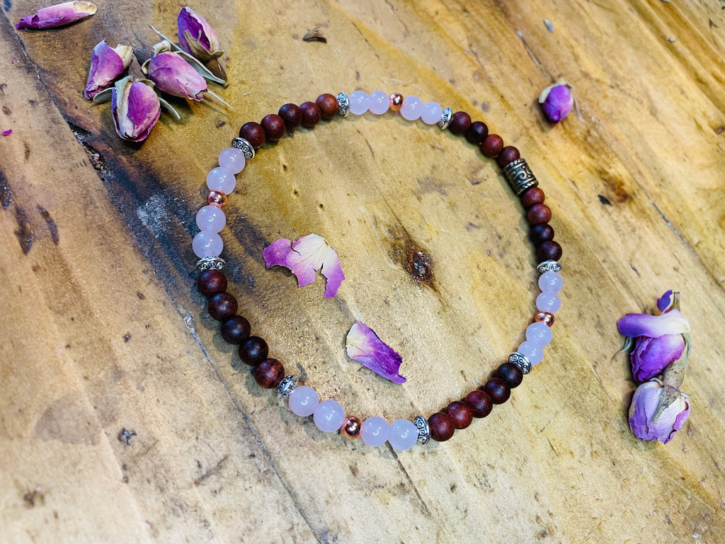 Sacred wood, crystal & copper Anklet