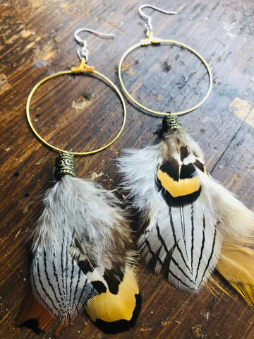 Lammas Celebration Boho Feather Hoops
