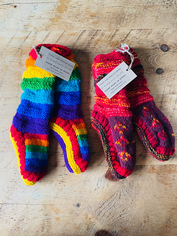 Fleece lined hand made woollen Nepalese long socks