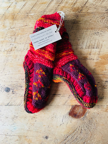 Fleece lined hand made woollen Nepalese long socks