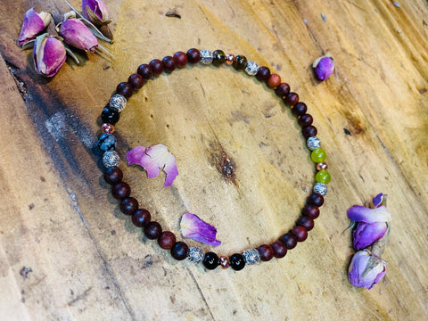 Sacred wood, crystal & copper Grounding Anklet