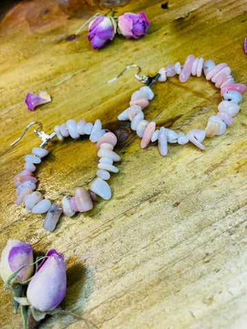 Pink Opal Hoop Earrings