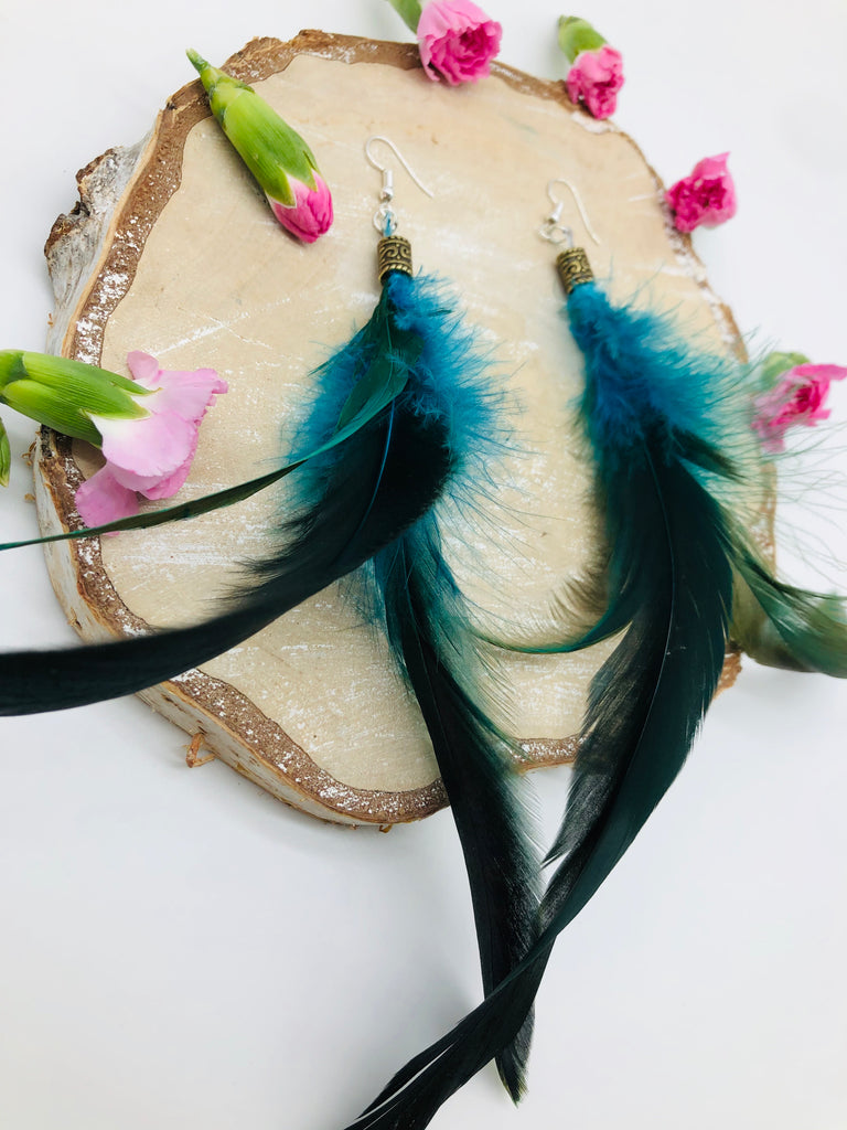 Lammas celebration Boho feather earrings