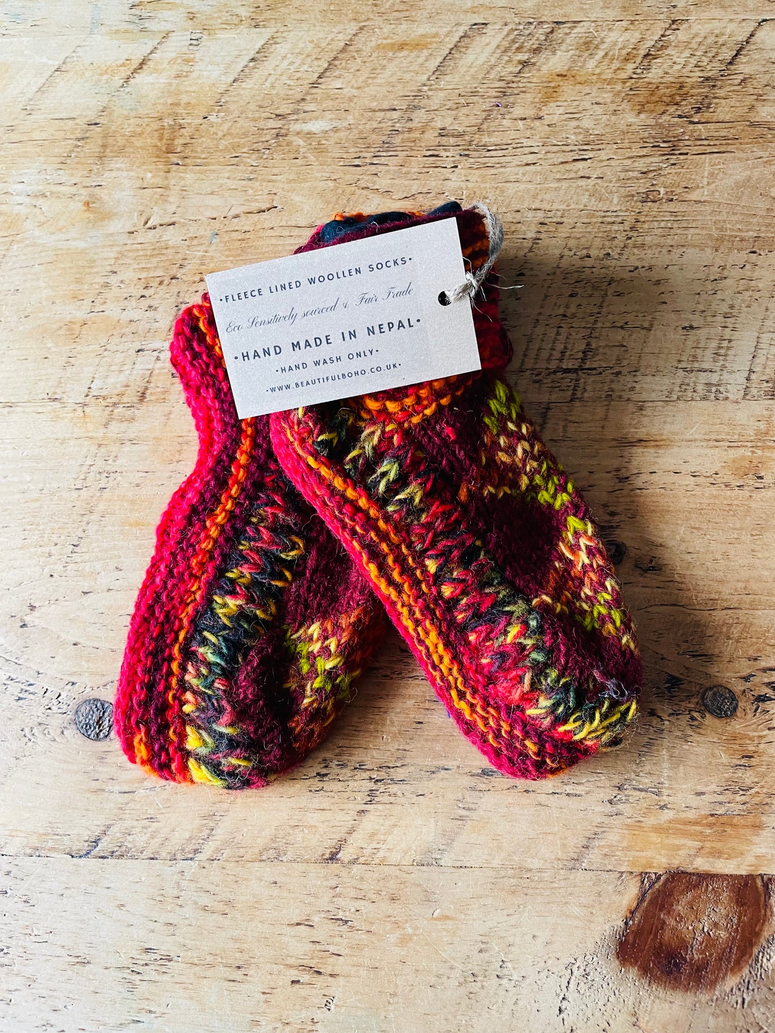 Fleece lined hand made woollen Nepalese short socks