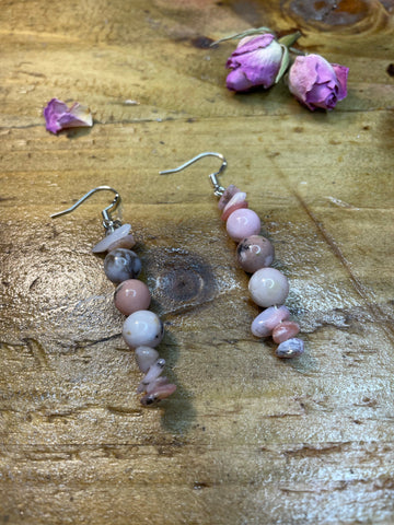 Pink Opal Dangle Earrings