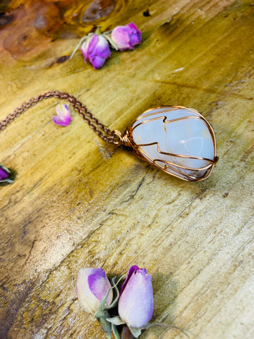 Rustic Copper wrapped Opal Pendant