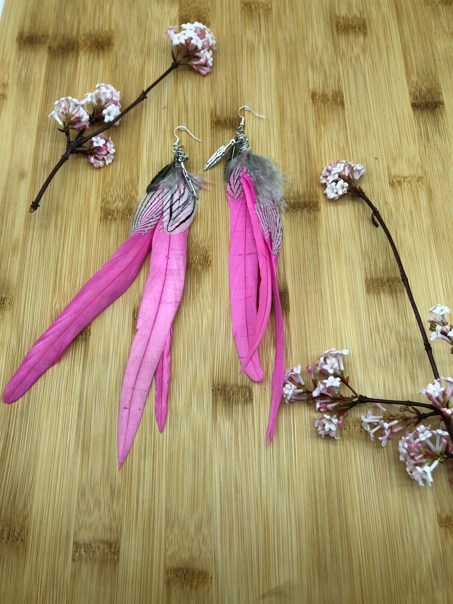 Boho Feather earrings with feather charms