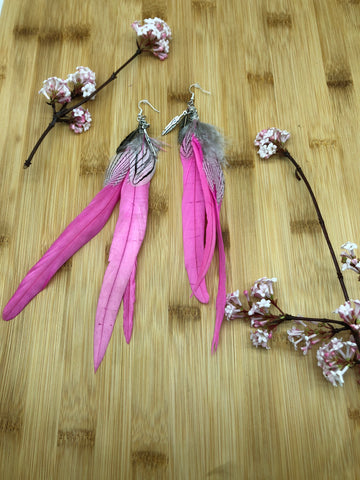 Boho Feather earrings with feather charms