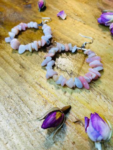 Pink Opal Hoop Earrings