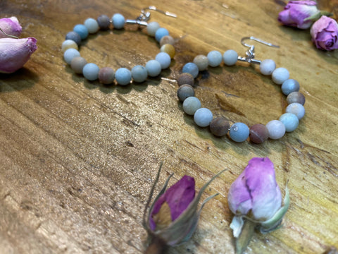 Frosted Amazonite Hoops