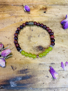 Sacred Wood, Copper & Peridot Crystal Bracelet