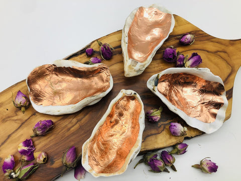 Copper lined Oyster Shell energizing Trinket dish