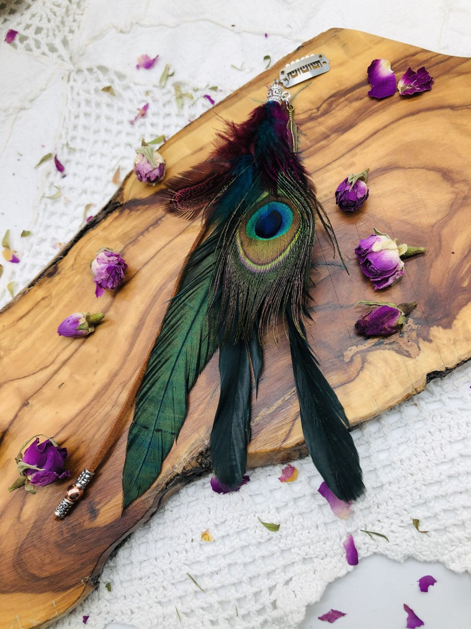 Peacock Feather Hair clip & Earring Set