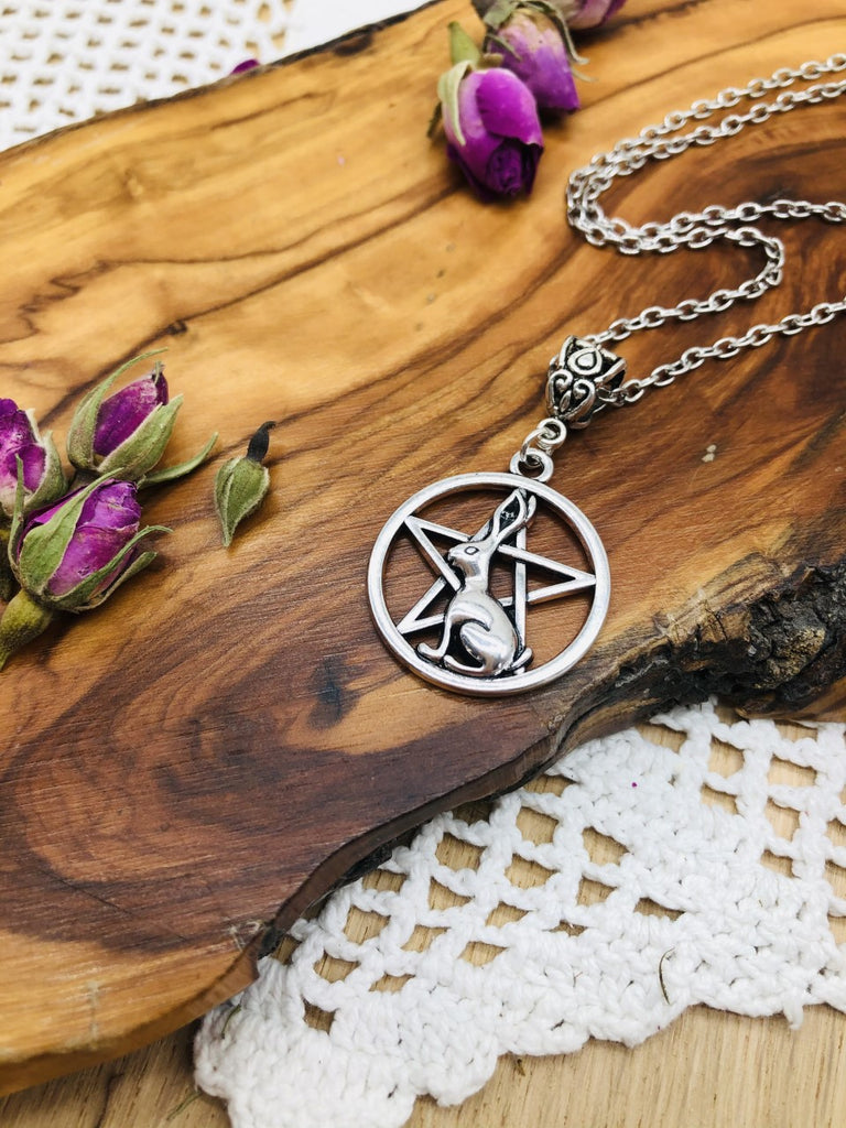 Ostara pentagram & Hare Pendant
