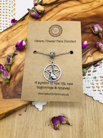 Ostara pentagram & Hare Pendant