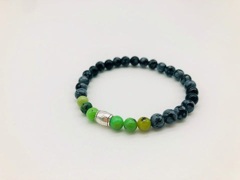 Simply Crystal Chrysoprase & Snowflake Obsidian Emotionally Grounding Bracelet Small Bead Bead