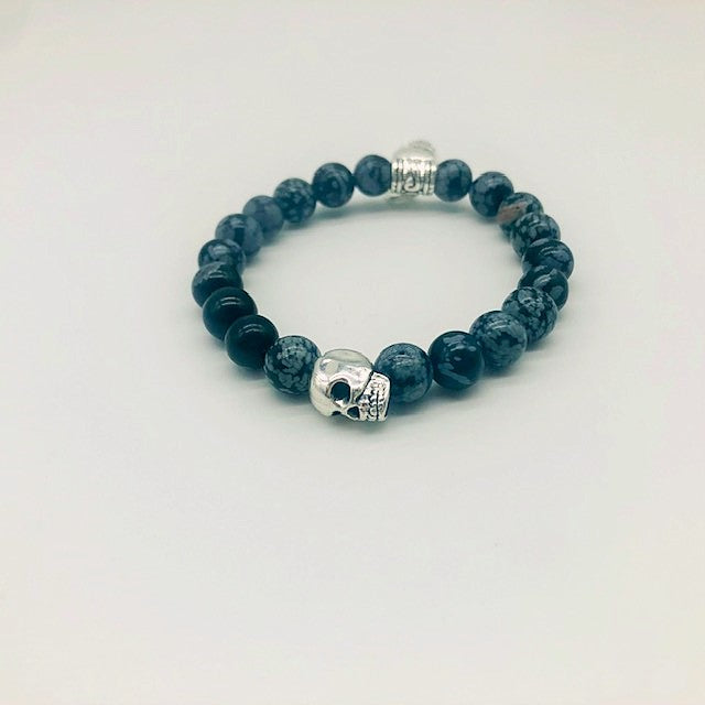 Wicca Snowflake Obsidian Inner peace Spell casting Bracelet