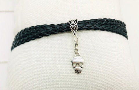 Wicca Skull Faux Suede triple Choker