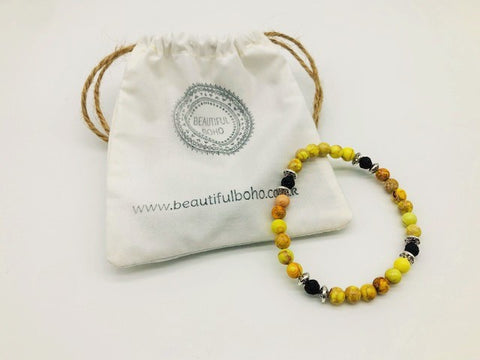 Solar Plexus chakra Balancing Yellow Jasper Aroma Holistic Healing Bracelet