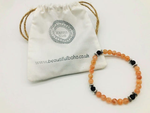 Solar Plexus Chakra Balancing Sunstone Aroma Holistic Healing Bracelet
