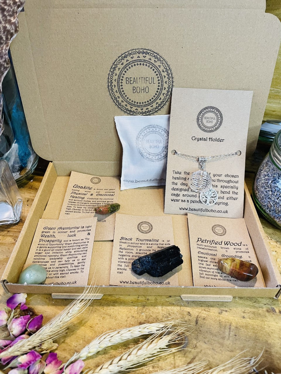 Mabon Celebration Holistic Healing Crystal Collection with crystal holder