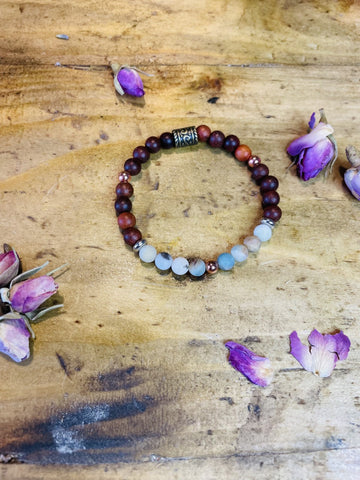 Sacred Wood, Copper & Amazonite Crystal Bracelet