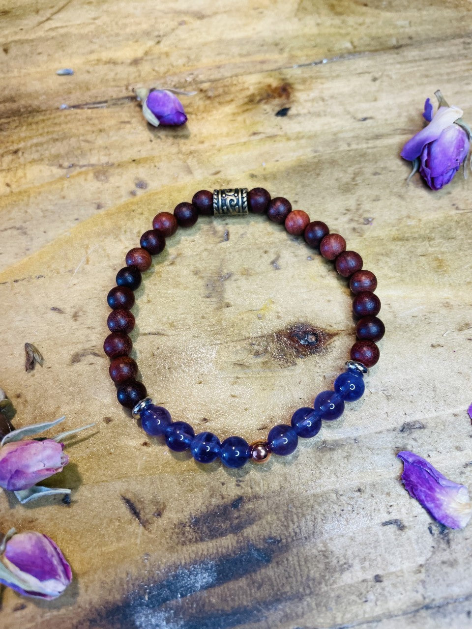 Sacred Wood Copper & Amethyst Crystal Bracelet