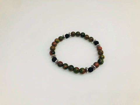 Heart Chakra Balancing Unakite Aroma Holistic Healing Bracelet