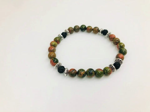 Heart Chakra Balancing Unakite Aroma Holistic Healing Bracelet