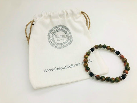 Heart Chakra Balancing Unakite Aroma Holistic Healing Bracelet
