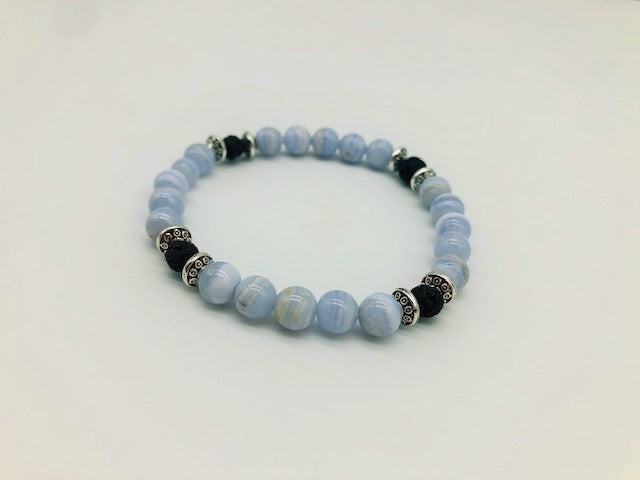 The Throat Chakra Balancing Blue Lace Agate Aroma Holistic Healing Bracelet