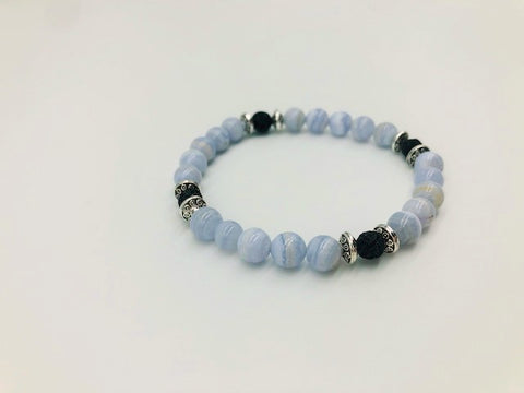 The Throat Chakra Balancing Blue Lace Agate Aroma Holistic Healing Bracelet