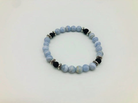 The Throat Chakra Balancing Blue Lace Agate Aroma Holistic Healing Bracelet