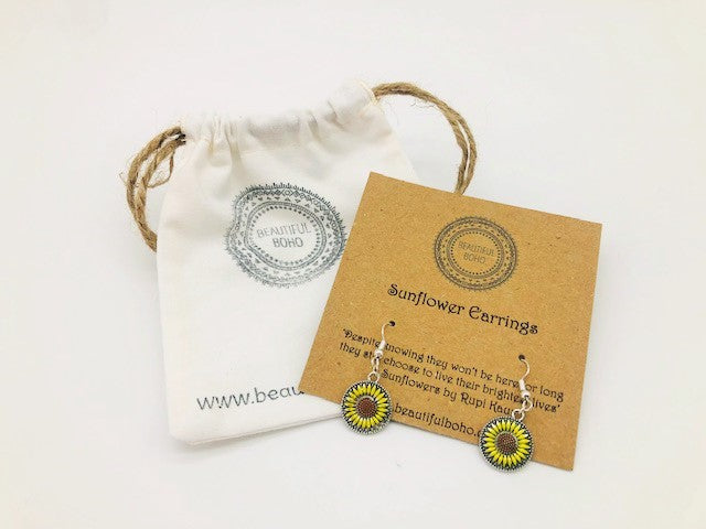 Lammas Celebration Disk Sunflower Earrings