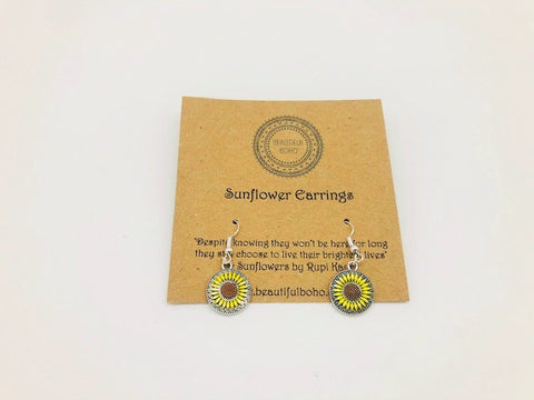 Lammas Celebration Disk Sunflower Earrings